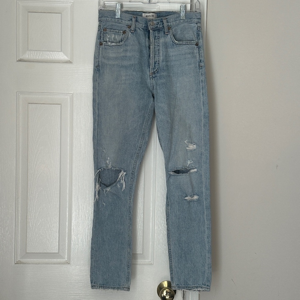 AGOLDE Jamie High Rise Classic Jeans Size 25 Ripped Revolve Distressed Straight